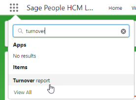 Screenshot: opening the turnover report