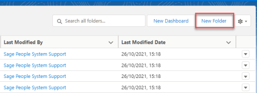 Screenshot: create new report folder