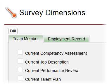 Screenshot: survey dimensions tab