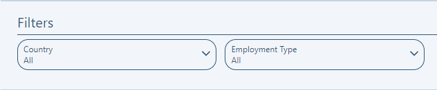 Screenshot: Global filters in a dashboard, displaying Country and Employment Type filters