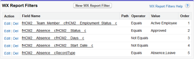 Screenshot: WX report filters