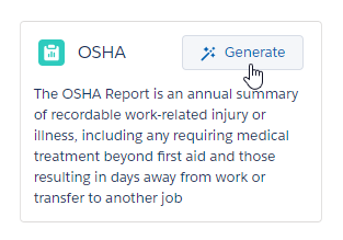 Screenshot: Selecting the Generate button for an OSHA report