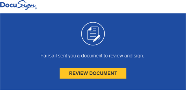 Screenshot: Link to a document on DocuSign in an email