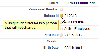 Screenshot: The Unique Id field on a Team Member record