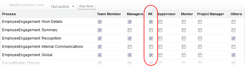 Screenshot: WX Process visibility section on HCM package Configuration page