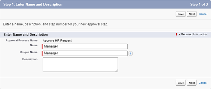 Screenshot: Approval step edit page