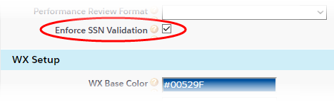 Screenshot: Enforce SSN Validation field on HCM package Configure page