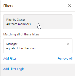 Screenshot: Selecting Filter by Owner filter