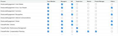 Screenshot: The top of the process visibility section on the HCM package configuration page