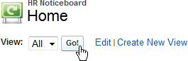 Screenshot: Go button for HR Noticeboard views