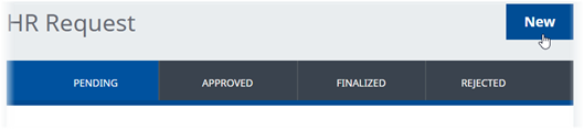 Screenshot: Selecting New in the legacy HR Request process