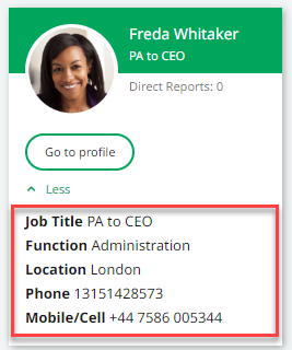 Screenshot: Fields included in the field set highlighted in WX Org Chart