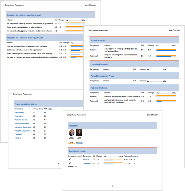 Screenshot: Competency Assessment PDF sections across four pages