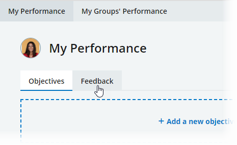 Screenshot: Cursor on the Feedback tab on My Performance page