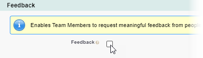 Screenshot: Cursor on the Feedback checkbox to enable it for a Policy