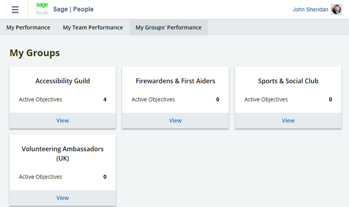 Screenshot: My Groups' Performance dashboard