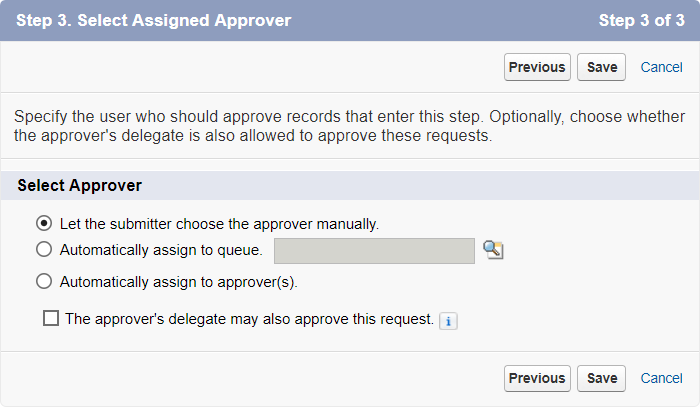 Screenshot: Step 3 of New Approval Step wizard