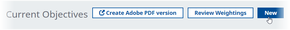 Screenshot: New button in the Objectives Detail view
