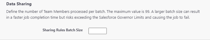 Screenshot: Data sharing field in the General settings section on the Performance Management package configuration page