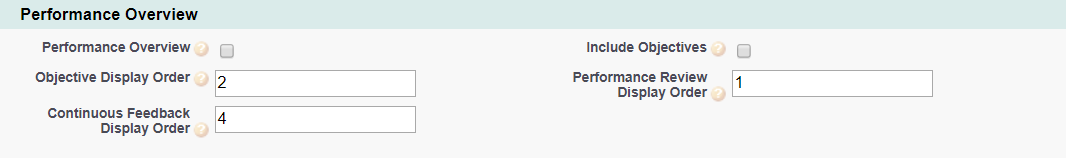 Screenshot: Policy options for the Performance Overview process