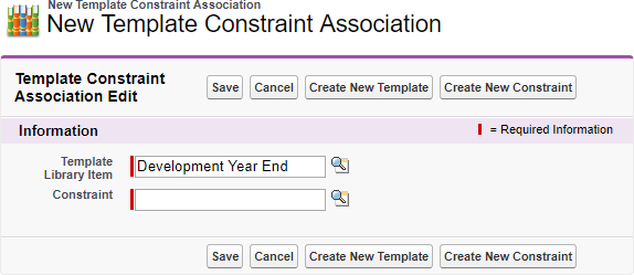 Screenshot: New Template Constraint Association