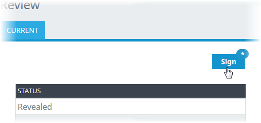 Screenshot: Sign button on a Performance Review for the Team Member