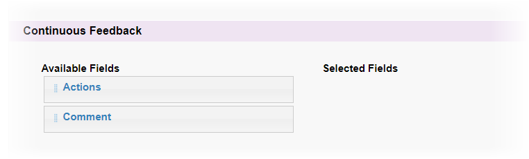 Screenshot: Available Fields section for Continuous Feedback