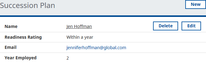 Screenshot: Succession Plan after deleting a successor