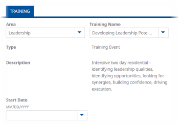 Screenshot: Details of training from the library