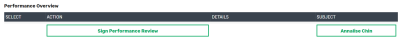 Screenshot: Sign Performance Review action for a manager on the WX Actions page