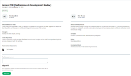 Screenshot: Team member's performance review sign off screen