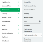 Screenshot: Selecting the Performance Overview team process