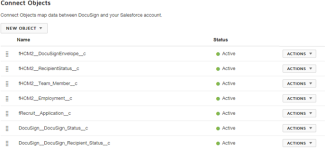 Screenshot: Connect Objects screen on DocuSign