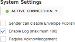 Screenshot: Selecting Enable Log under System Settings