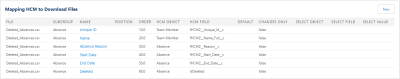 Screenshot: An example mapping between HCM fields and the download fields