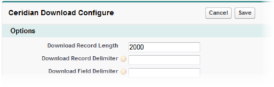 Screenshot: fixed length record example showing Download Record Length in bytes