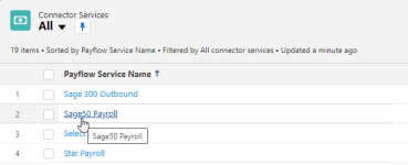 Screenshot: selecting a payflow service