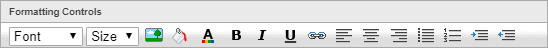 Screenshot: Formatting controls toolbar
