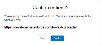 Screenshot: Confirm redirect? dialog