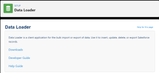 Screenshot: Apex Data Loader home page