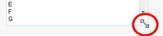 Screenshot: Control for resizing the picklist values window highlighted