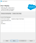 Screenshot: Mapping screen in the Salesforce Data Loader