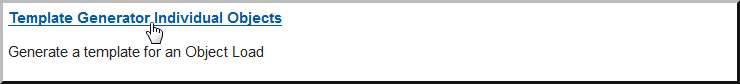 Screenshot: Selecting the template generator for individual object data