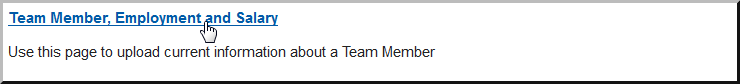 Screenshot: Selecting Team Member, Employment and Salary from the Data Loader home page