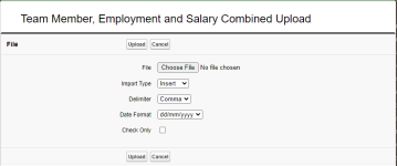 Screenshot: Team Member, Employment and Salary Combined Upload page