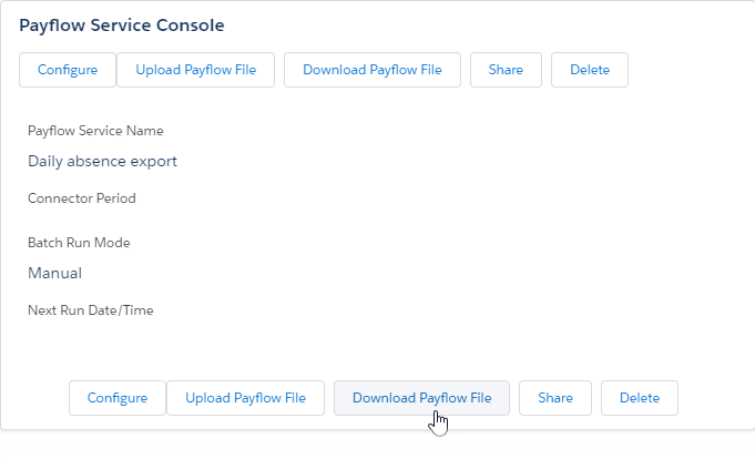 Screenshot: Download Payflow File button on a Payflow Service Console