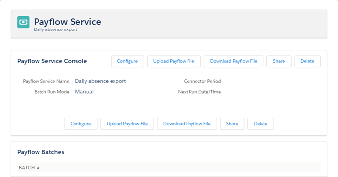 Screenshot: A Payflow Service after creation