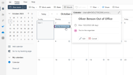 Screenshot: calendar booking in Outlook