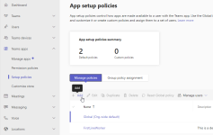 Screenshot: Teams admin center - add app setup policy