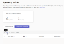 Screenshot: Teams admin center - apply policy to user groups